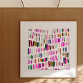 Modern Square Oil Painting With Vibrant Multicolored Irregular Strokes On Wooden Wall