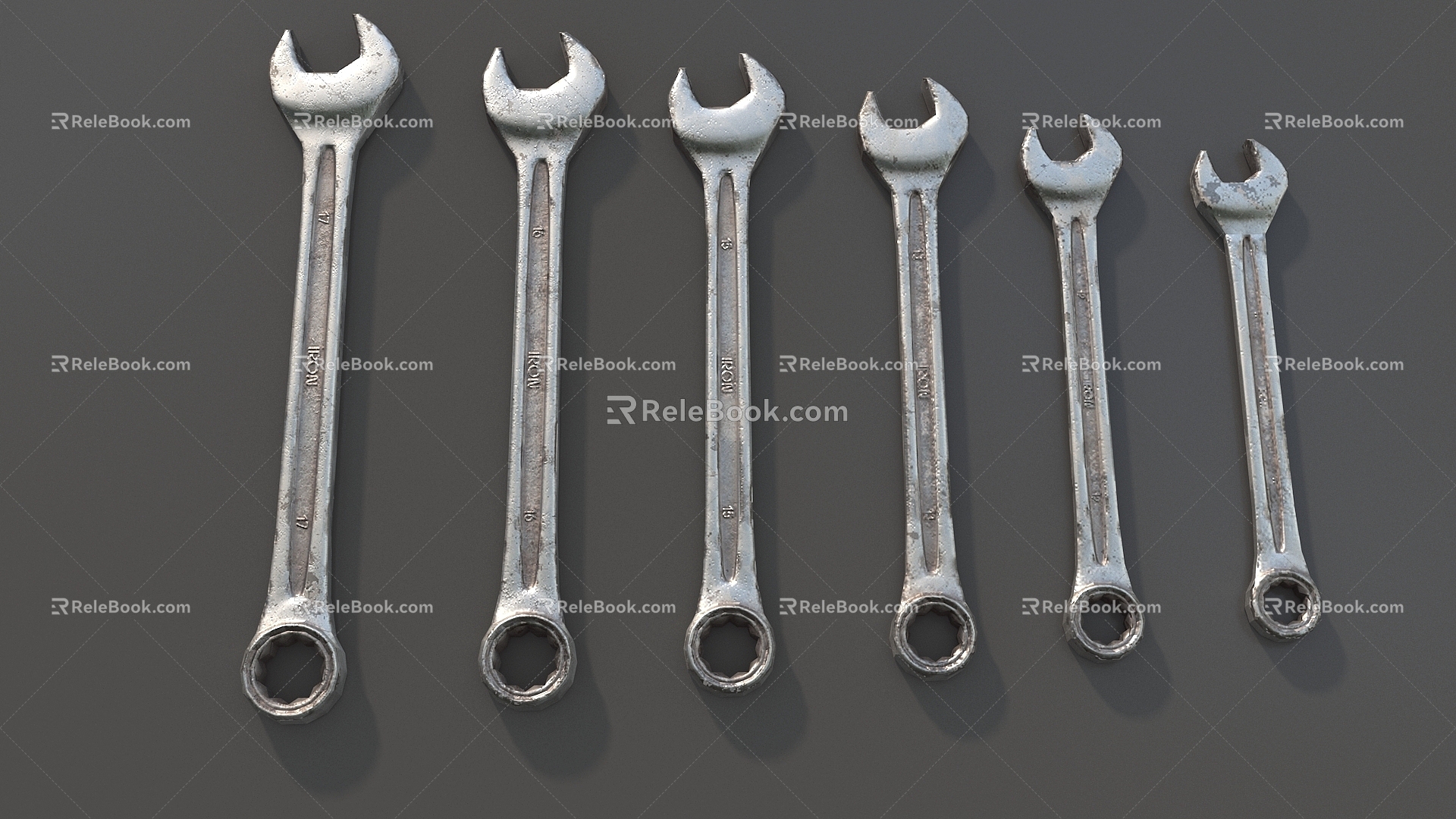 Wrench Double-ended Wrench Dot Wrench Hardware Tools Low Face Number Low Mold Simple Mold Game Sub-era Film and Television Level Super Realistic High Precision 3d model