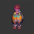 Cartoon Character With Red Hair Yellow Blue Outfit Green Collar And Brown Shoes