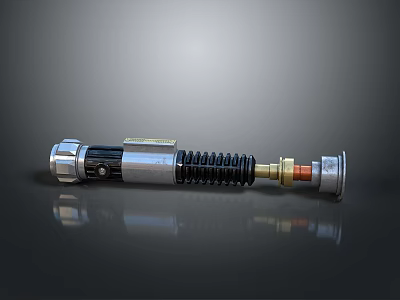 Futuristic Metallic Weapon With Spring Mechanism Silver Black Finish And Reflective Surface Design 3d model