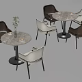Modern Round Negotiation Table and Chairs with Marble Top and Brown Beige Seats