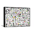 Abstract Art Painting With Colorful Dots Lines And Black Frame On White Background