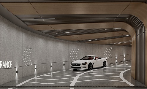 Modern parking lot Community underground garage entrance 3d model