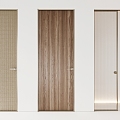 Modern solid wood single door glass sliding door 3d model