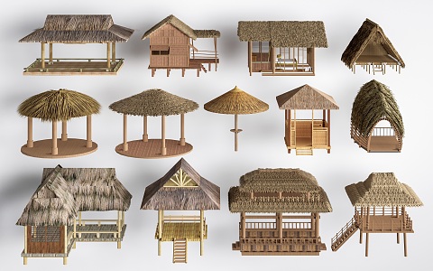 Modern Thatched Pavilion Country Thatched House Country Pavilion 3d model