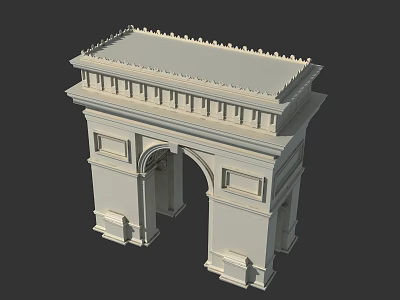 Classical Entrance Gate With Arched Design And Decorative Top Structure In Stone 3d model