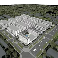 Aerial View Planning Of Modern Tech Park With Greenery And Roads