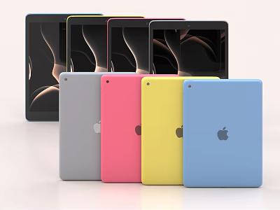Modern Apple iPad Devices In Multiple Vibrant Colors With Sleek Design 3d model