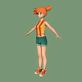 3D Character With Orange Hair Yellow Tank Top Red Suspenders Green Shorts And Green Background