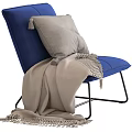 Multicolored Accent Chair Featuring Soft Plush Cushion and Knit Throw Blanket with Sturdy Metal Legs