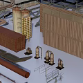 Detailed Industrial Equipment 3D Model Featuring Crane Pipes Storage Tanks And Factory Structures