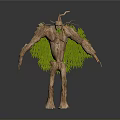 Tree Creature Character Featuring Wooden Body Green Leaves And Branched Humanoid Limbs