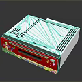 Industrial Electronic Equipment Featuring Silver Top Red Front Panel Heat Vents Display And Buttons