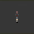 Pixel Art Style Weapon Design For Gaming With Red And Blue Pixelated Details