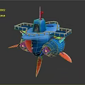 Futuristic Blue Passenger Aircraft With Red Accents And Modern 3D Floating Design Features