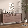 Middle Style Side Cabinet 3d model