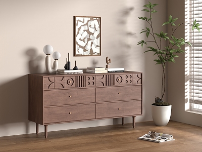 Middle Style Side Cabinet 3d model