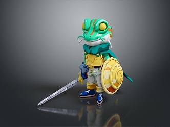 Modern Frog Warrior Cartoon Frog Anime Frog 3d model