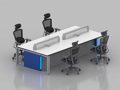 Modern Control Room Setup With Console Desk And Ergonomic Office Chairs 3d model