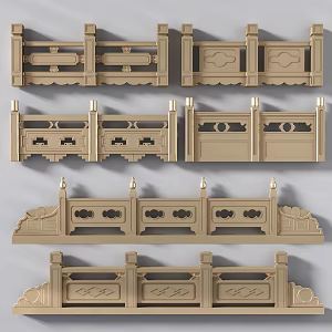 New Chinese Guardrail Railing 3d model
