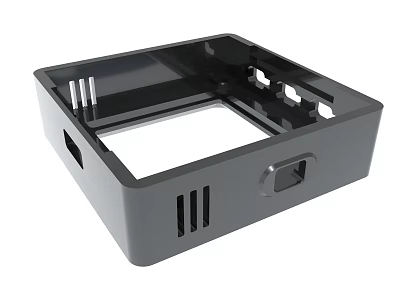 Gray Compact Electronic Device Enclosure With Structural Design Ventilation Holes And Ports 3d model