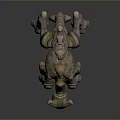 Fantasy Creature 3D Sculpture With Long Neck Spiked Back And Slender Limbs In Standing Pose