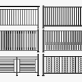 Various Modern Metal Fence Designs Featuring Vertical Bars And Decorative Patterns 3d model