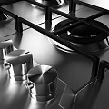 Modern Stainless Steel Gas Stove Kitchen Appliance With Multiple Burners And Control Knobs 3d model