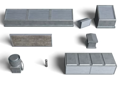 Public Facilities Essential Metal Ventilation Components Including Grilles Vents And Pipe Fittings 3d model