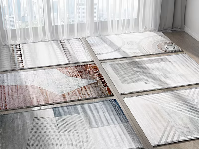 Modern Square Rugs With Diverse Geometric Patterns For Living Room Decor 3d model