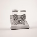Clear Spice Jars Holding Different Colored Spices on Tiered Wooden Kitchen Rack