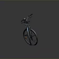 Stylish Vintage Bicycle With Blue Seat Golden Frame And Large Wheels
