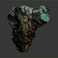 Raw Natural Black Stone Featuring Green Spots And Irregular Shiny Surface Texture 3d model