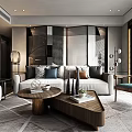Modern Living Room Interior Design With Sofa Coffee Table Floor Lamp Armchair And Throw Pillows