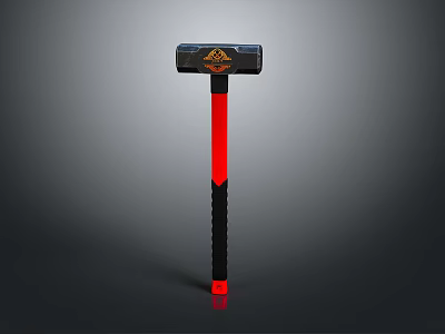 High Quality Commercial Equipment Hammer With Black Head And Red Black Handle 3d model
