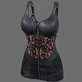 Women's Black Sleeveless Shapewear Corset With Lace Design And Front Zipper