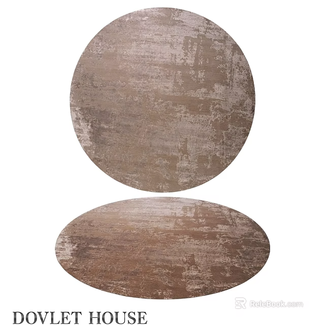 Distressed Brown Beige Square Rug With Textured Pattern For Living Room 3d model 