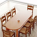Middle-style dining tables and chairs 3d model