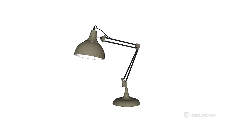Modern Adjustable Arm Desk Lamp With Conical Shade And Stable Base 3d model