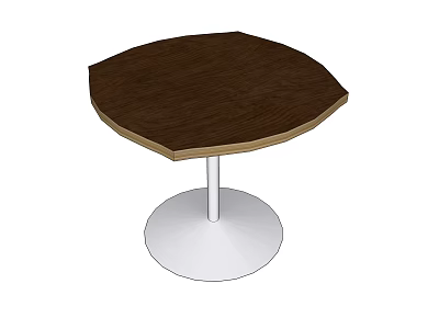 Dark Brown Wooden Octagonal Dining Table Set With White Pedestal Base 3d model