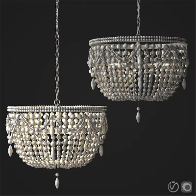 Elegant Crystal Beaded Chandeliers With Hanging Chains And Pearl Decorations 3d model