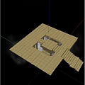 Wooden Structure Platform With Square Design Steps And Plank Construction Details