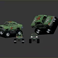 Green Toy Cars With Red Star Design And Military Style Details