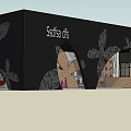 Modern Selfie Arts Exhibition Exterior With Black Walls Floral Patterns And Arched Openings