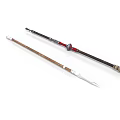 Traditional Weapon Spears with Wooden Shaft Metal Spearhead and Black Shaft Red Decorations