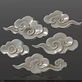 Elegant Sofa Coffee Table Set With White Cloud Shaped Decorations And Curved Lines