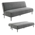 Modern Gray Sectional Sofa With Vertical Tufted Design And Matching Ottoman 3d model
