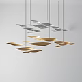Modern Interior Chandelier Design With Gold Silver Leaf Shaped Hanging Pieces 3d model