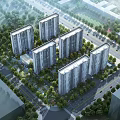 Aerial View Planning of Residential Community With High Rise Buildings Green Areas And Roads