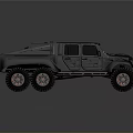 Black Six Wheel Off Road Vehicle With Tough Exterior And Large Tires